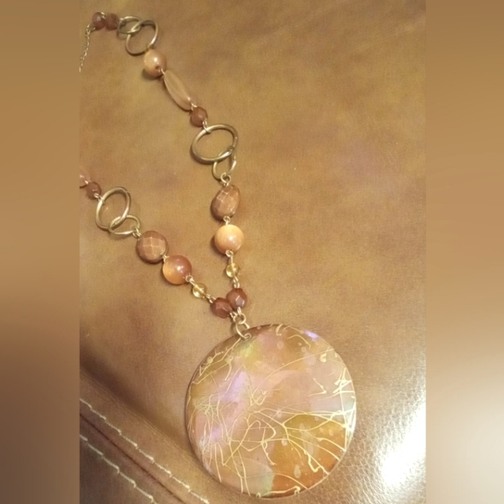 Vintage painted shell necklace.